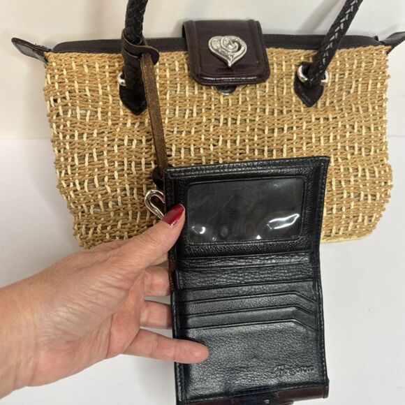 Brighton Wicker Straw Leather Shoulder Bag & Pebbled Leather Wallet Bundle - Picture 5 of 10